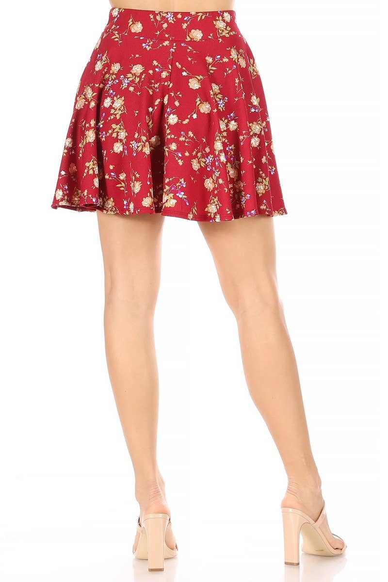 MOA COLLECTION - Stretchy Flared Mini Skater Skirt with Thick Waistband: X-Large / Animal Brown