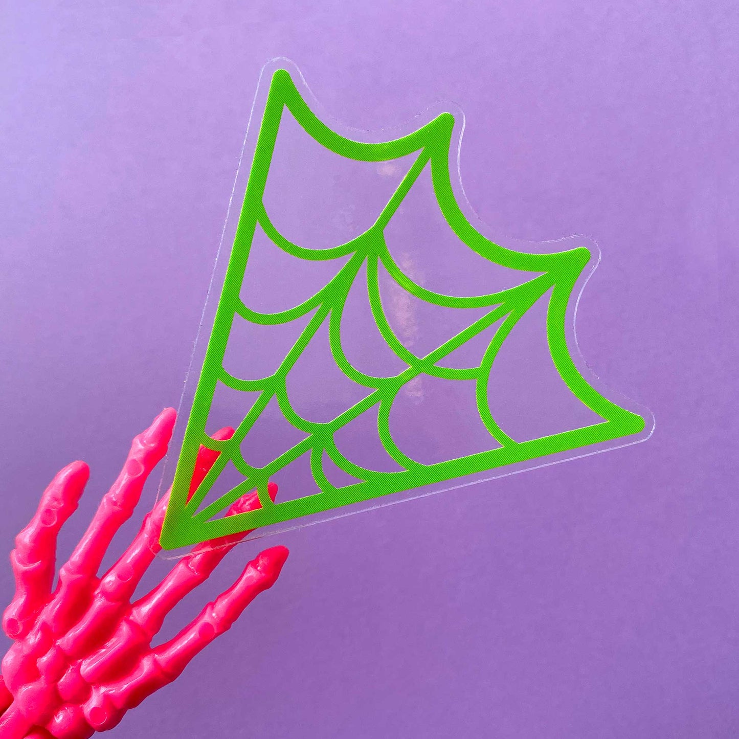 Sourpuss - SOURPUSS NEON GREEN SPIDERWEB CLEAR STICKER