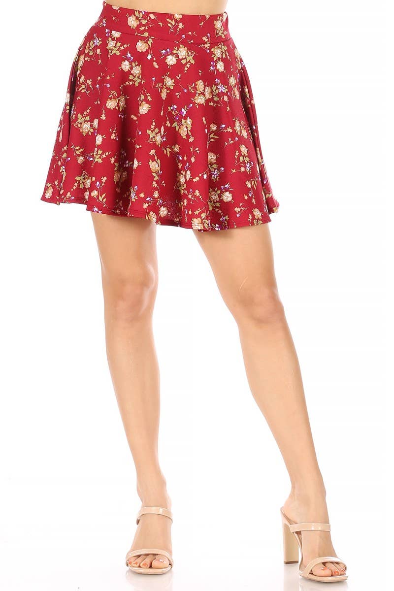 MOA COLLECTION - Stretchy Flared Mini Skater Skirt with Thick Waistband: X-Large / Animal Brown