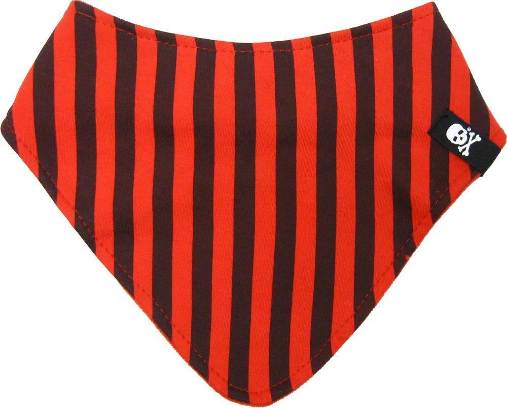 Square Deal Recordings & Supplies - Baby Bib - Sourpuss - Black & Red Striped Bandana Bib