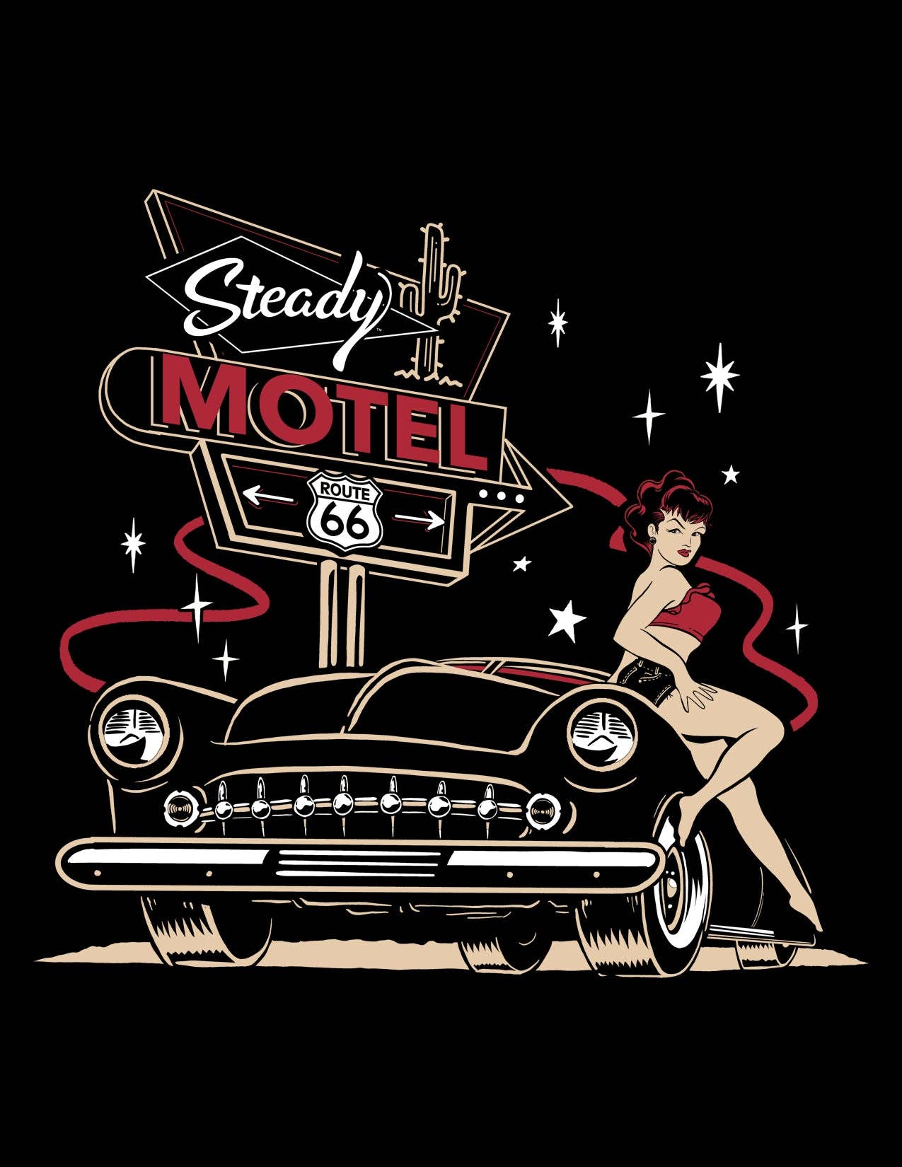 Steady Clothing - Steady Motel 66 Men's Tee in Black: 2X