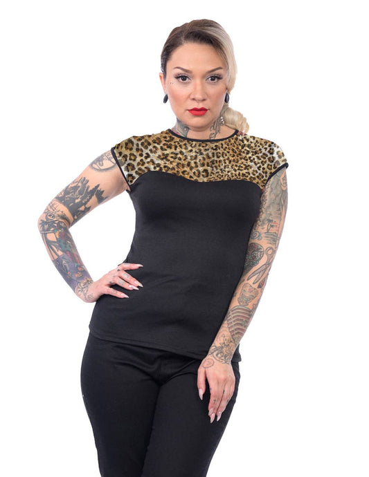 Steady Clothing - Miss Fancy Print Top in Leopard: Large