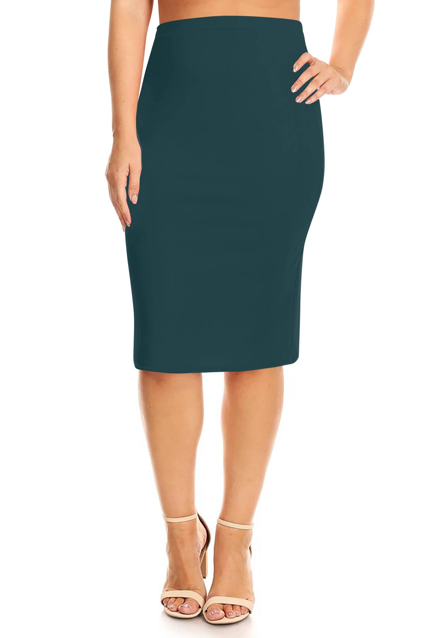 MOA COLLECTION - Women's Plus Size Casual High Waist Solid Pencil Skirt: 3X-Large / Black