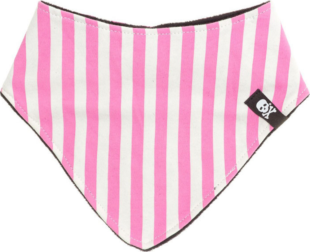 Square Deal Recordings & Supplies - Baby Bib - Sourpuss - Pink And White Striped Bandana Bib