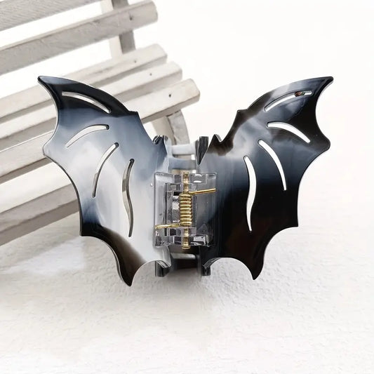 Large Bat Clips - Black & White Marble