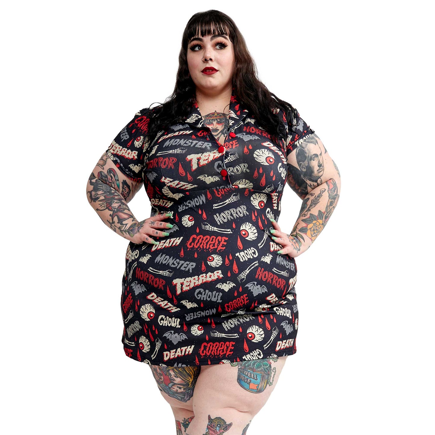 Sourpuss - SOURPUSS OH THE HORROR ROSIE DRESS: L