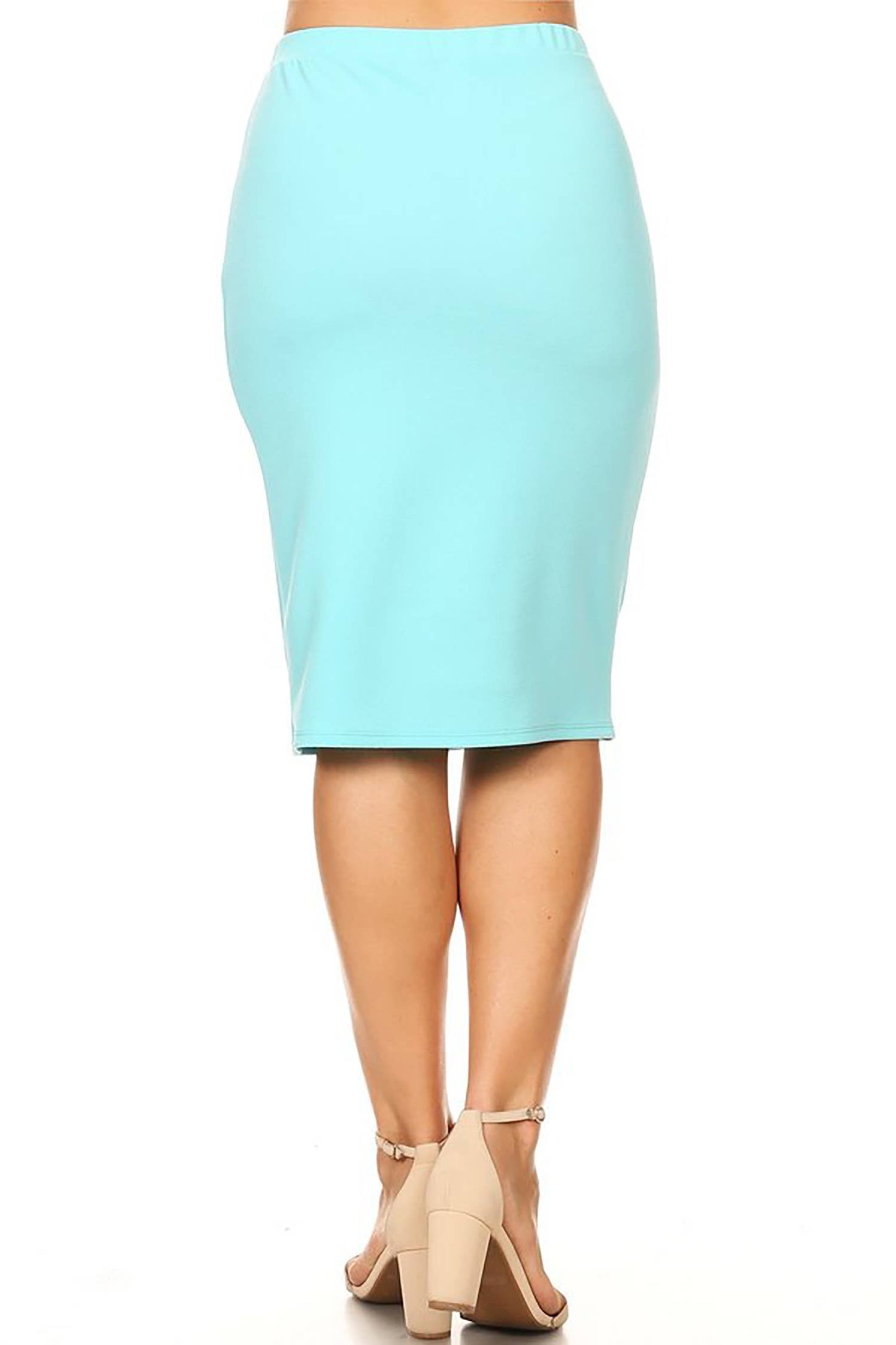 MOA COLLECTION - Women's Plus Size Casual High Waist Solid Pencil Skirt: X-Large / Magenta