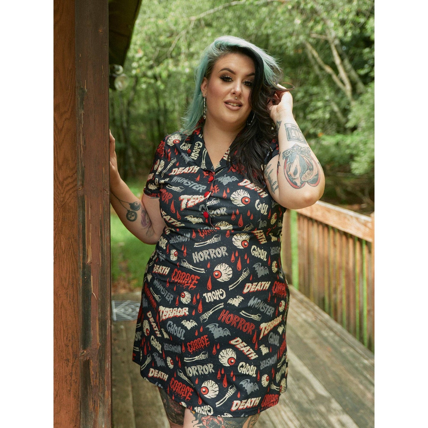 Sourpuss - SOURPUSS OH THE HORROR ROSIE DRESS: L