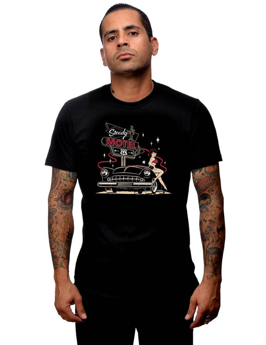 Steady Clothing - Steady Motel 66 Men's Tee in Black: Medium