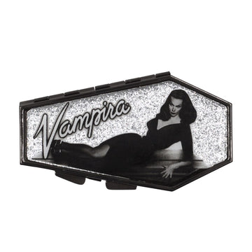 VAMPIRA SILVER GLITTER COFFIN COMPACT