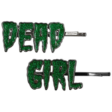 DEAD GIRL TEXT HAIR SLIDES