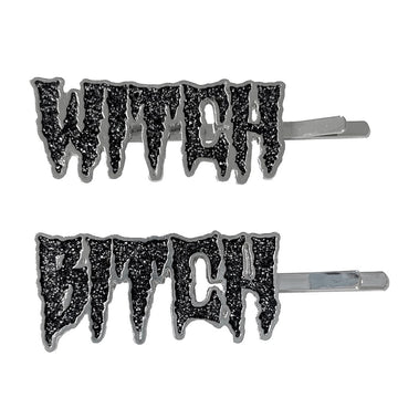 WITCH BITCH TEXT HAIR SLIDES