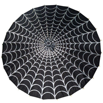 SPIDERWEB GREY AND BLACK FABRIC PARASOL