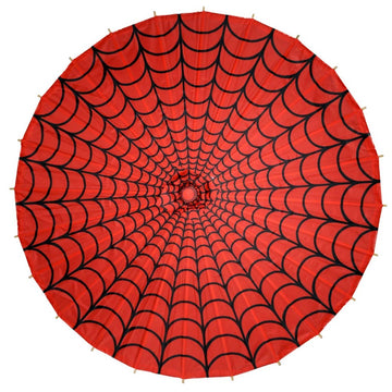 SPIDERWEB RED AND BLACK FABRIC PARASOL