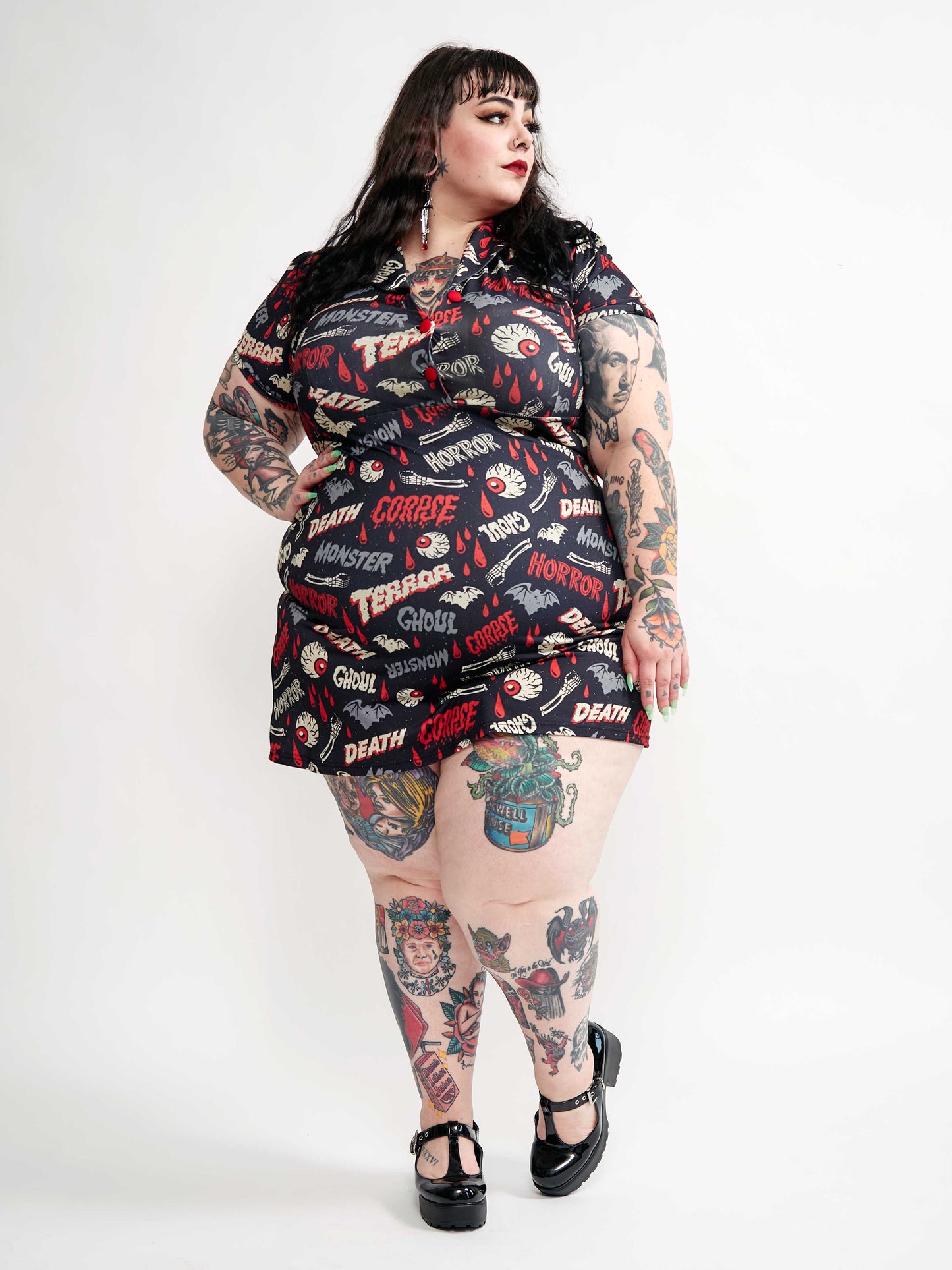 Sourpuss - SOURPUSS OH THE HORROR ROSIE DRESS: L