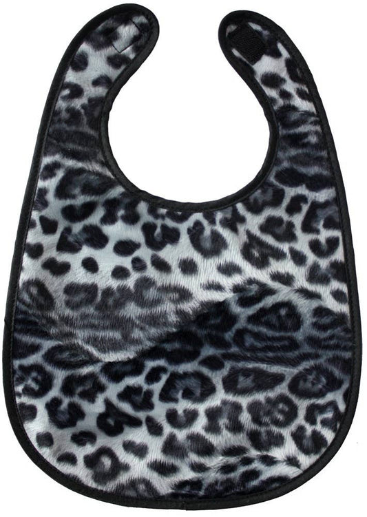 Square Deal Recordings & Supplies - Baby Bib - Sourpuss - Gray & Black Leopard Print