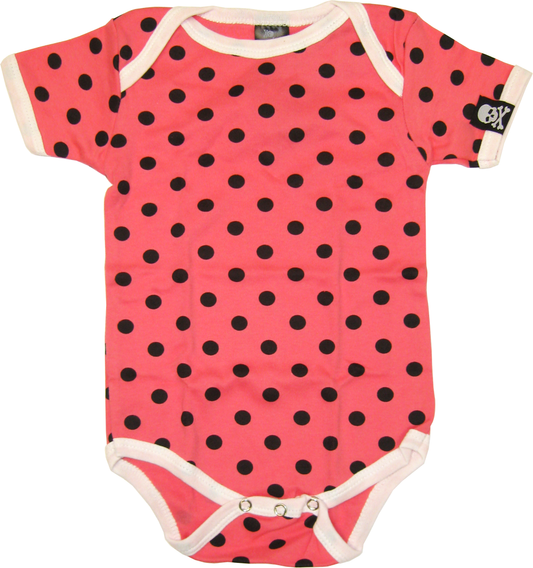 Square Deal Recordings & Supplies - One Piece - Sourpuss - Pink With Black Polka Dot: 12-18 m