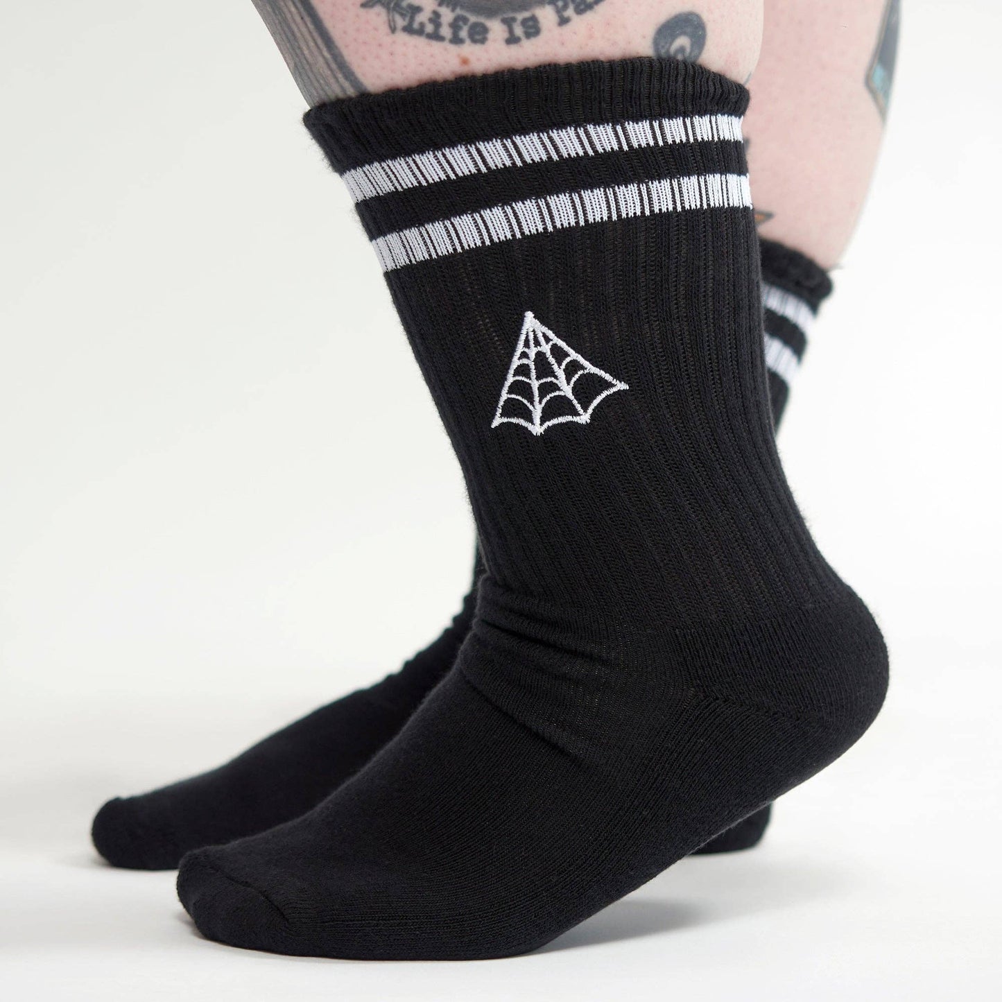 Sourpuss - SOURPUSS WEB EMBROIDERED ATHLETIC SOCKS BLACK: Default