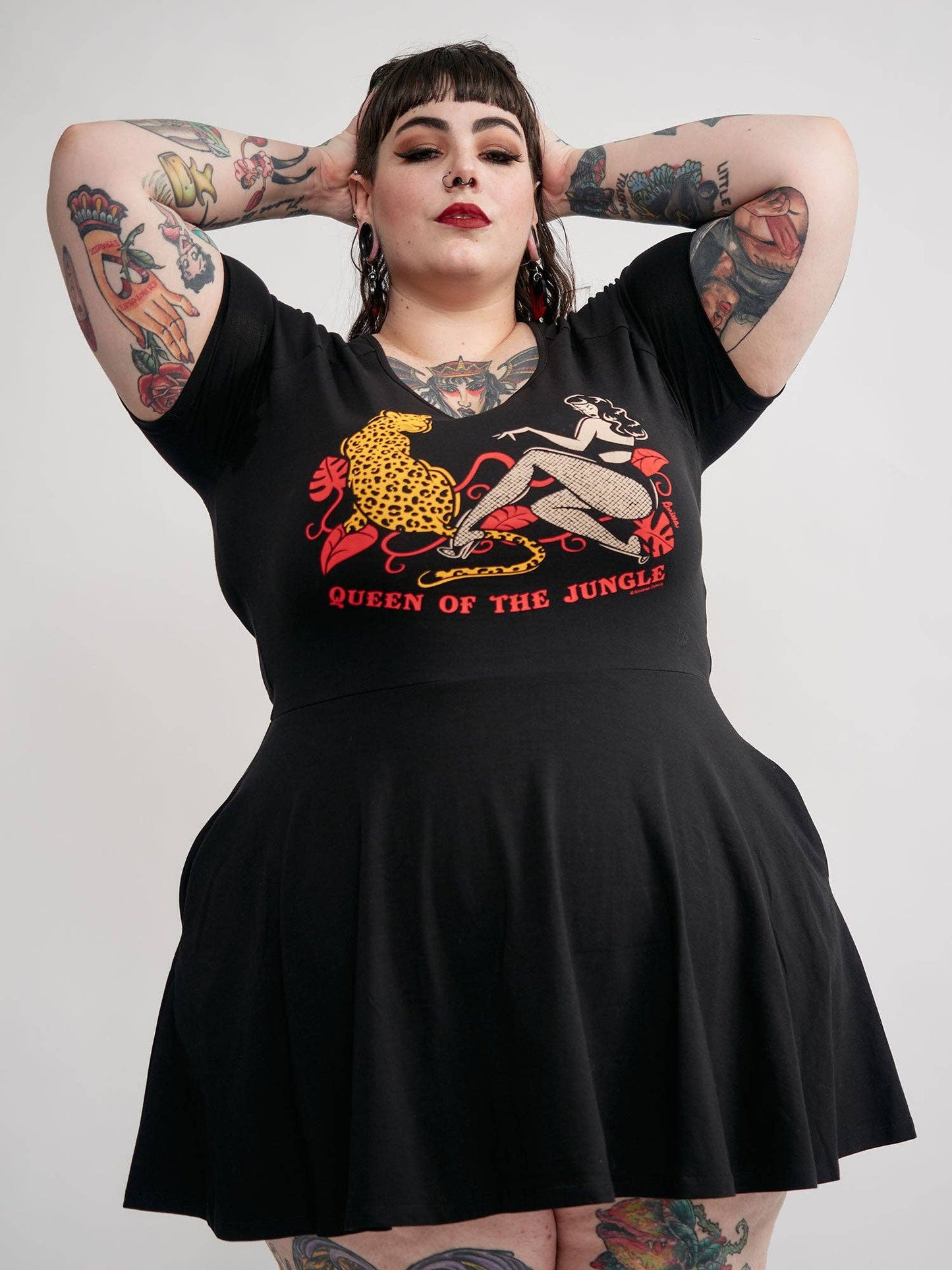 Sourpuss - SOURPUSS QUEEN OF THE JUNGLE RAGLAN SKATER DRESS: L