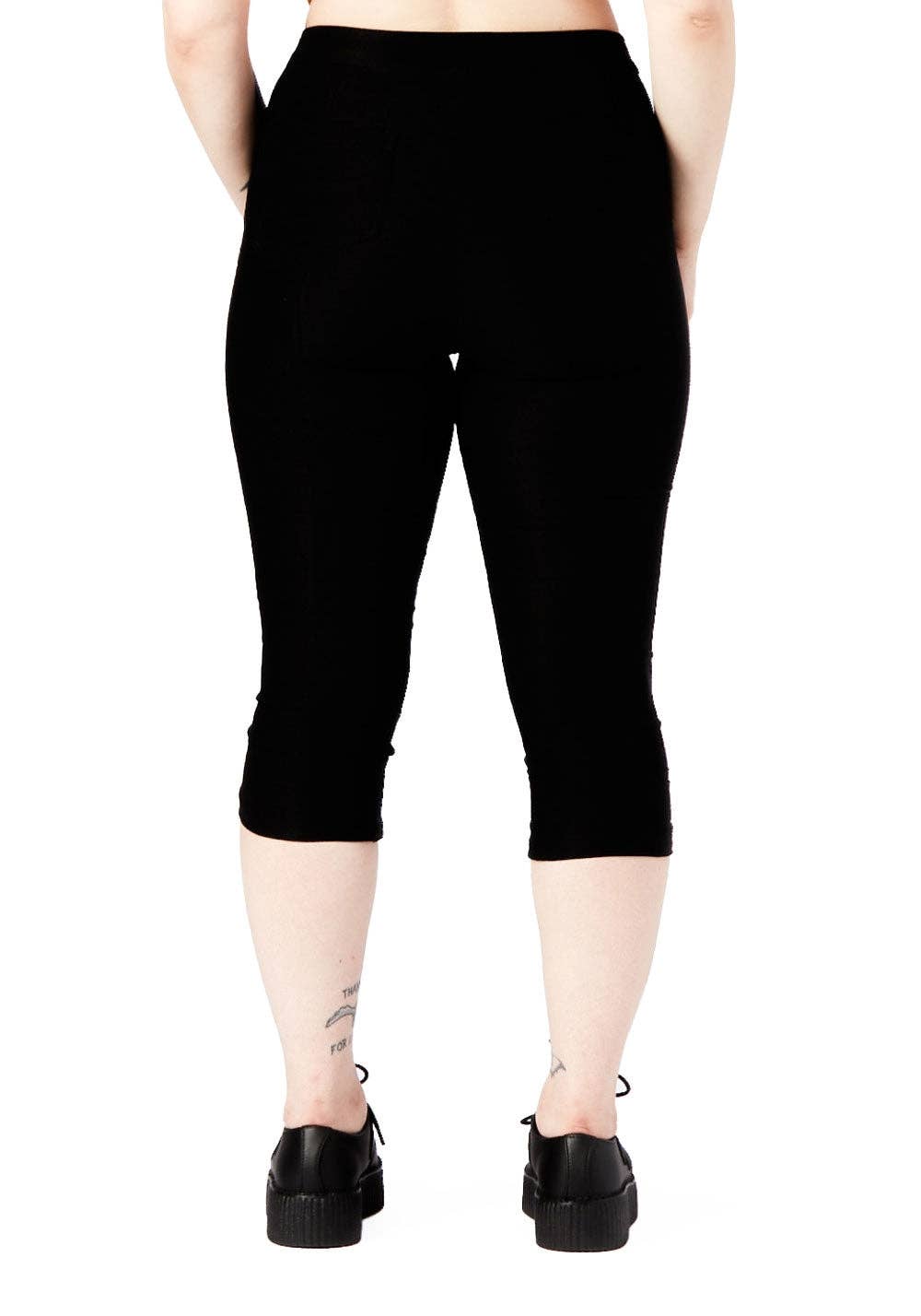 Sourpuss - SOURPUSS CUFFED BENGALINE CAPRIS: S / BLK