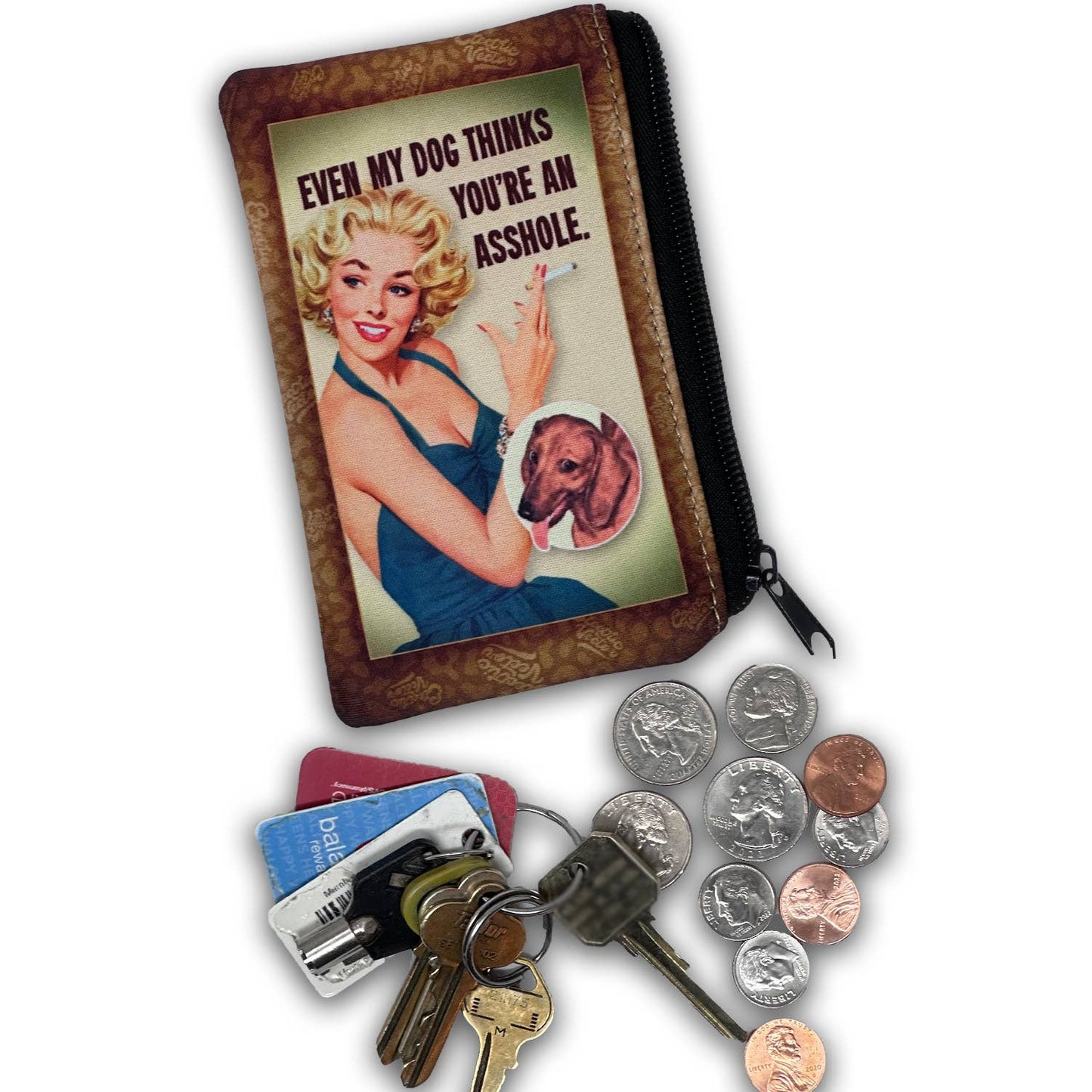 Retro-a-go-go! - Even My Dog....Zipper Coin Pouch