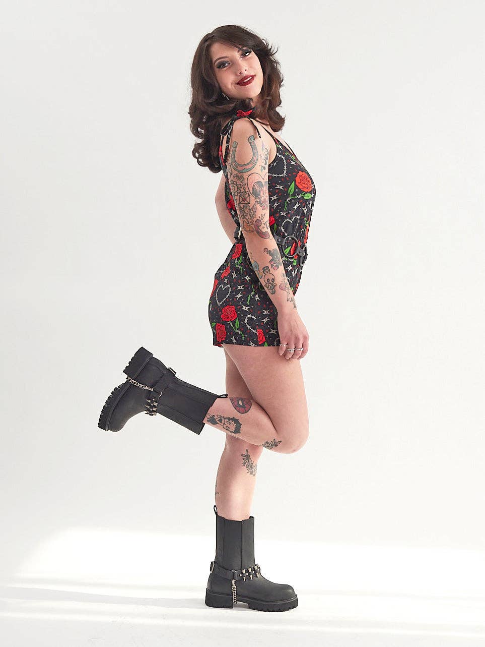 Sourpuss - SOURPUSS BARBED WIRE LOVE ROMPER: M