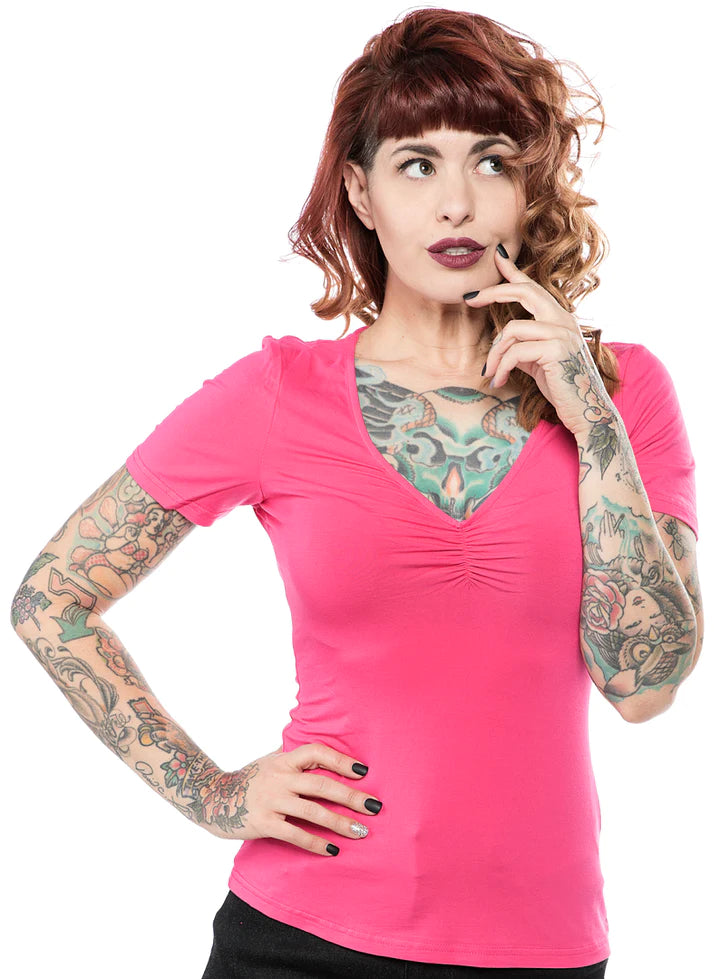 SOURPUSS RAMONA TOP MAGENTA