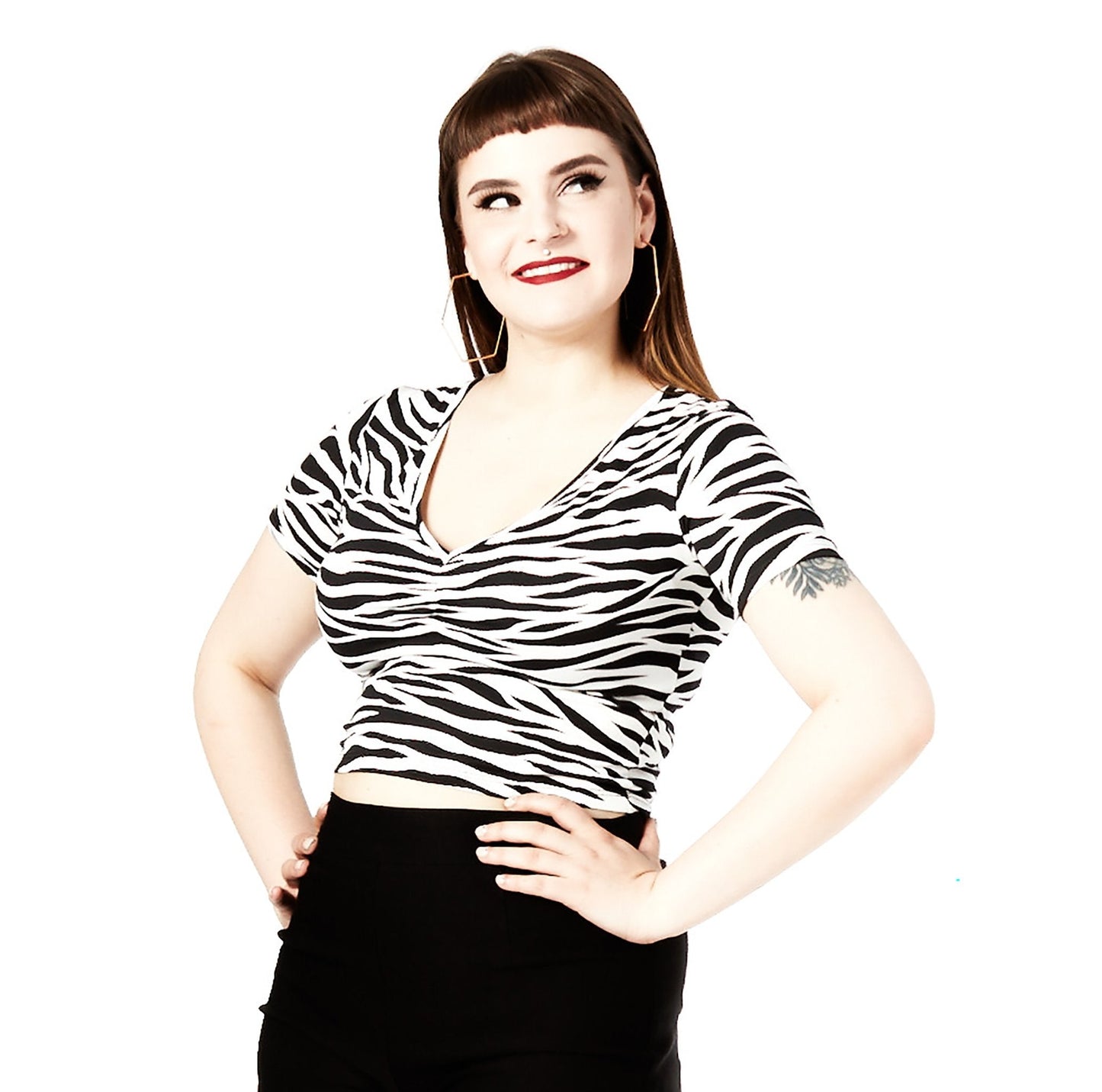 SOURPUSS ZEBRA SUZIE TOP WHITE