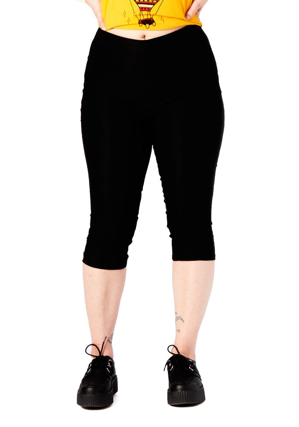 Sourpuss - SOURPUSS CUFFED BENGALINE CAPRIS: S / BLK