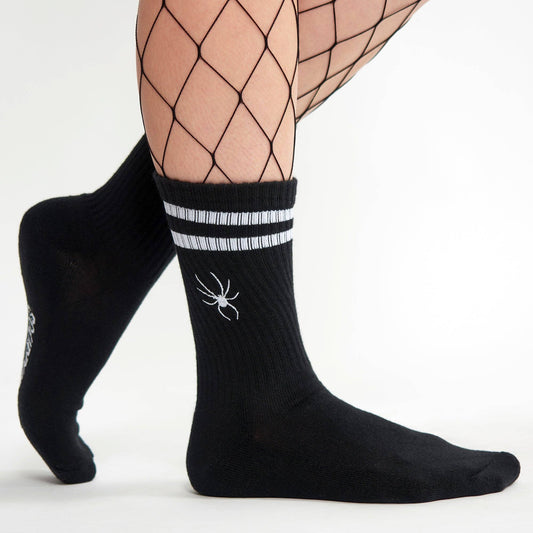 Sourpuss - SOURPUSS SPIDER EMBROIDERED ATHLETIC SOCKS BLACK: Default