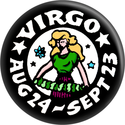 Pin-on Button - 1.25 Inch - Zodiac Signs - Virgo