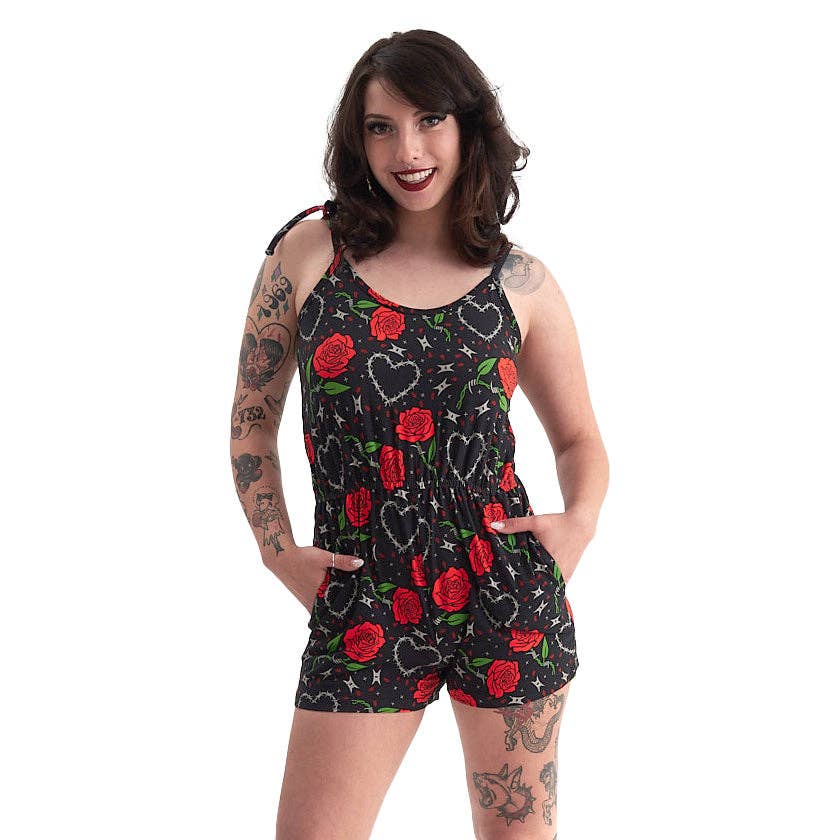 Sourpuss - SOURPUSS BARBED WIRE LOVE ROMPER: XL