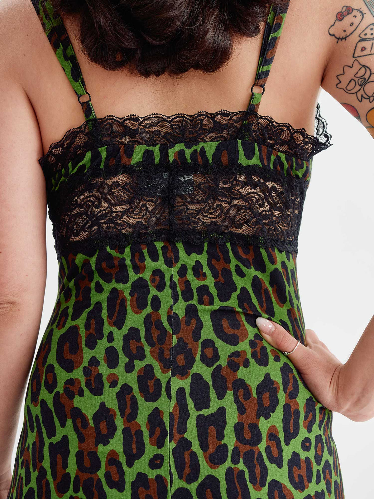 SOURPUSS SLIP AWAY MONSTER LEOPARD DRESS GRN/BRN