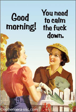 Good morning! You need to calm the fuck down.