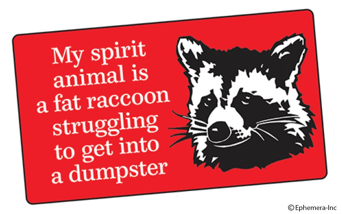 Ephemera - STICKER: My spirit animal is a fat raccoon struggling