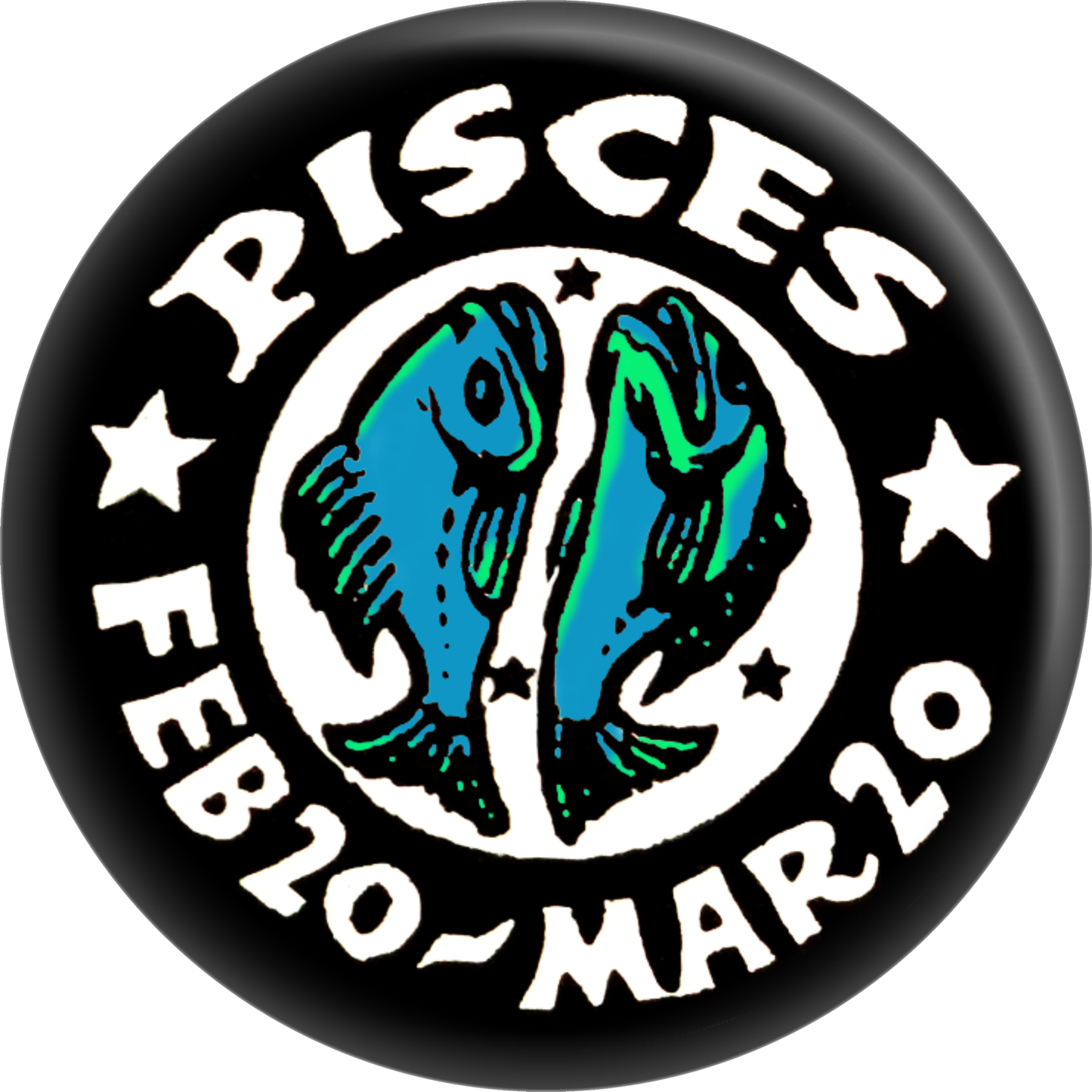 Pin-on Button - 1.25 Inch - Zodiac Sign - Pisces