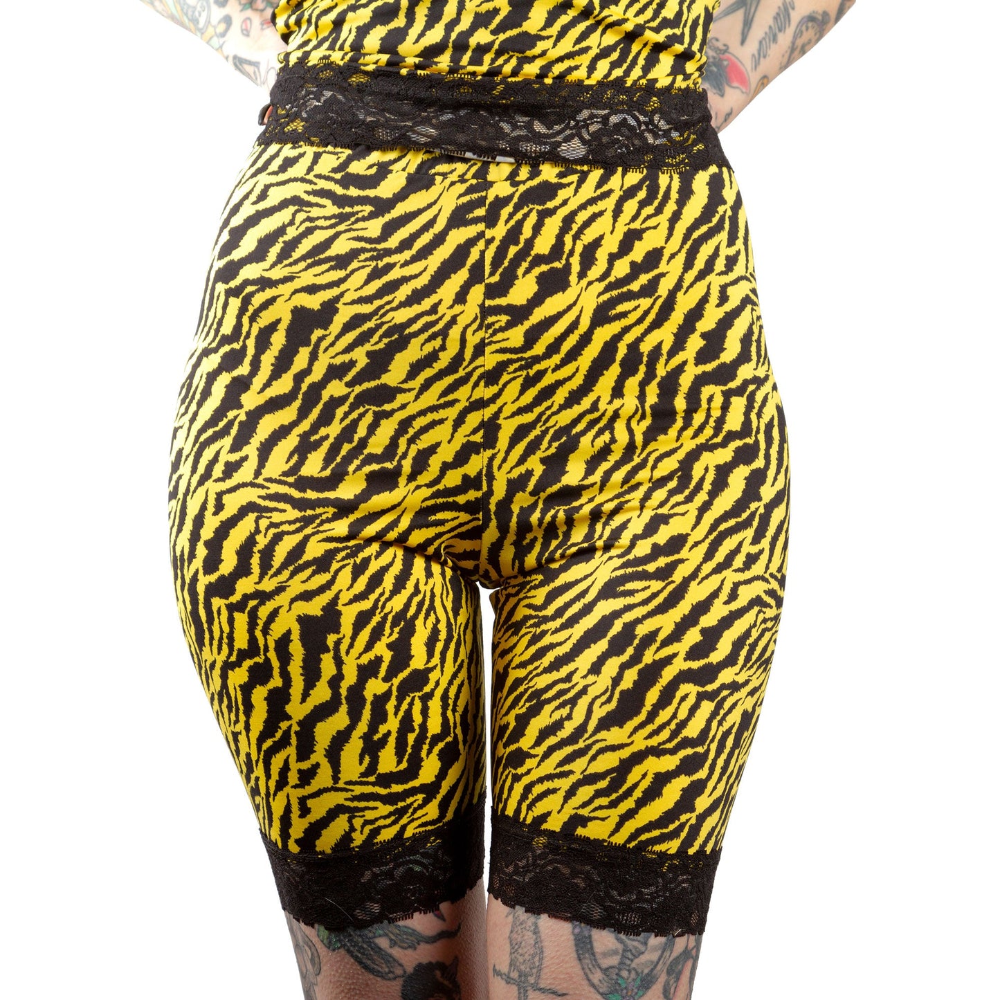 SOURPUSS HI WAIST PIZZAZZ SHORTS YELLOW ZEBRA Sourpuss